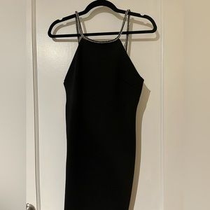 Topshop Rhinestone Strap Black Mini Dress Stretchy Size 6. Never worn!